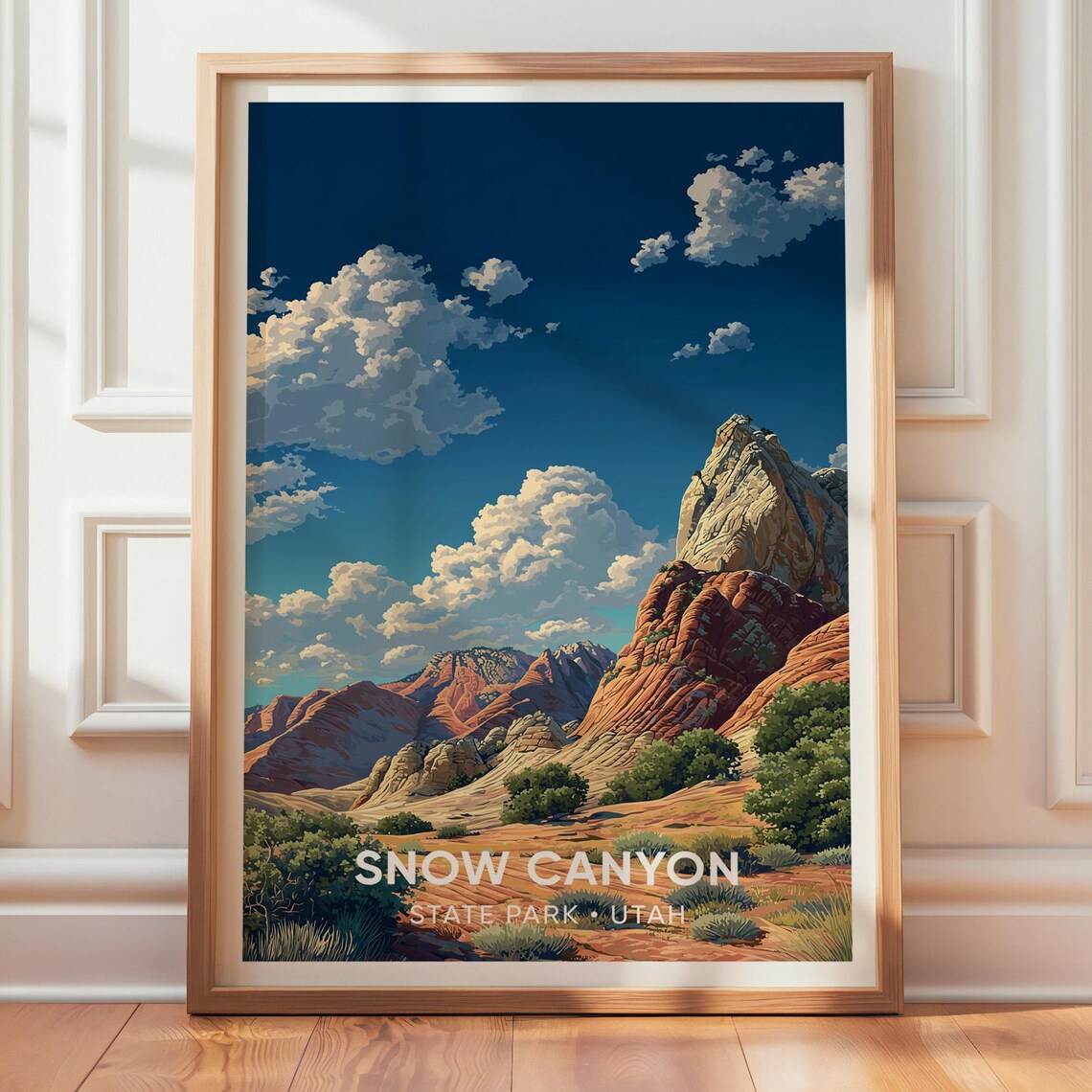 Snow Canyon State Park Vintage Travel Poster, Utah