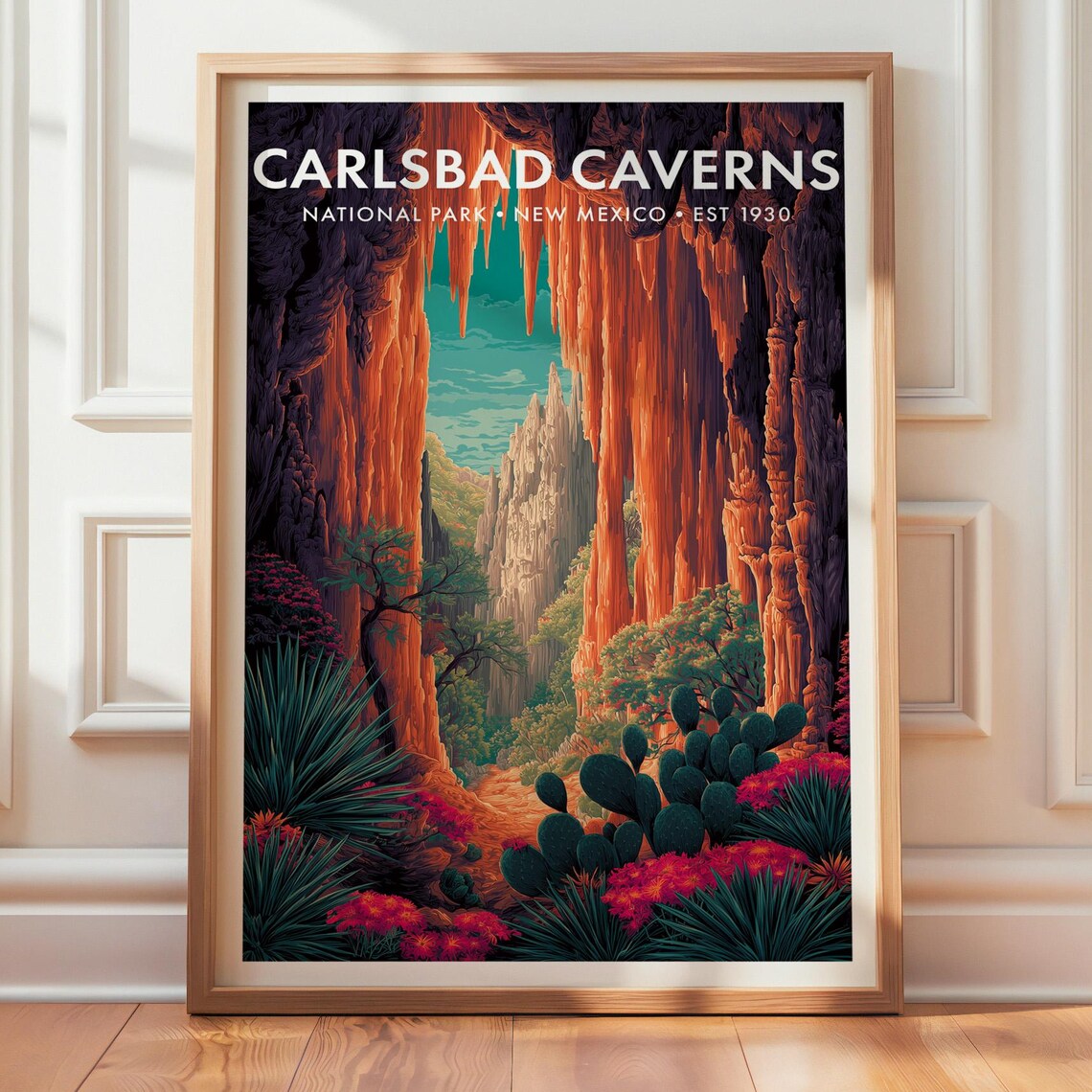Carlsbad Caverns National Park Retro Travel Poster