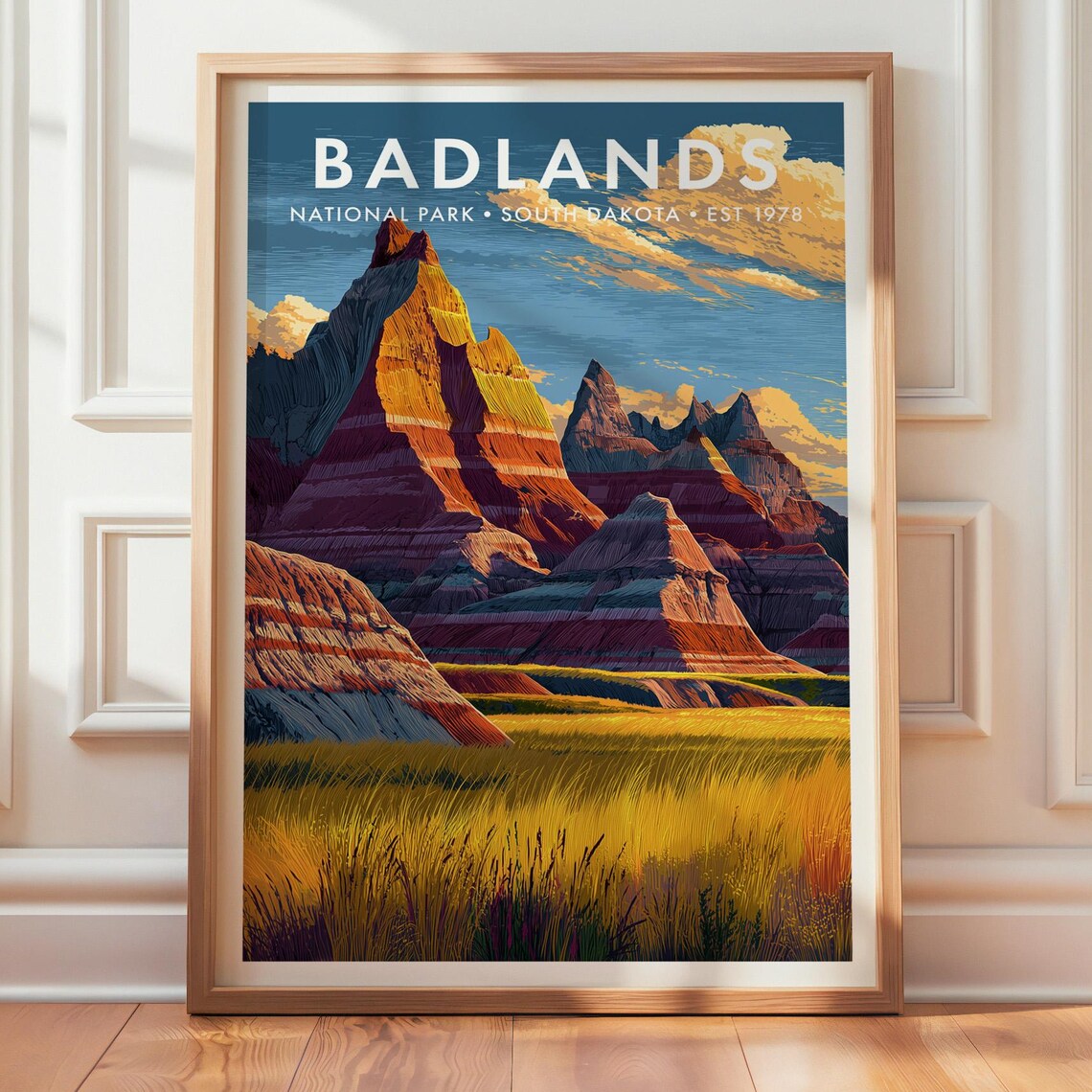 Badlands National Park, Retro Travel Poster