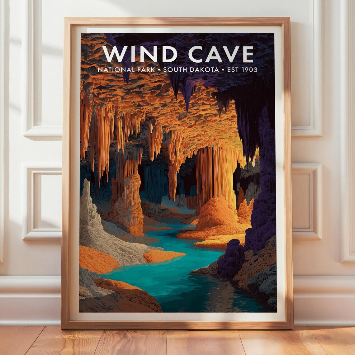Wind Cave National Park South Dakota Cave Interior Travel Poster