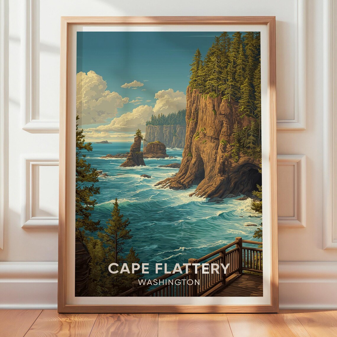 Cape Flattery Vintage Travel Poster, Washington Landmark