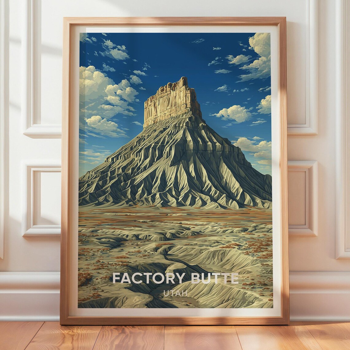 Factory Butte Utah Desert Vintage National Park Travel Poster