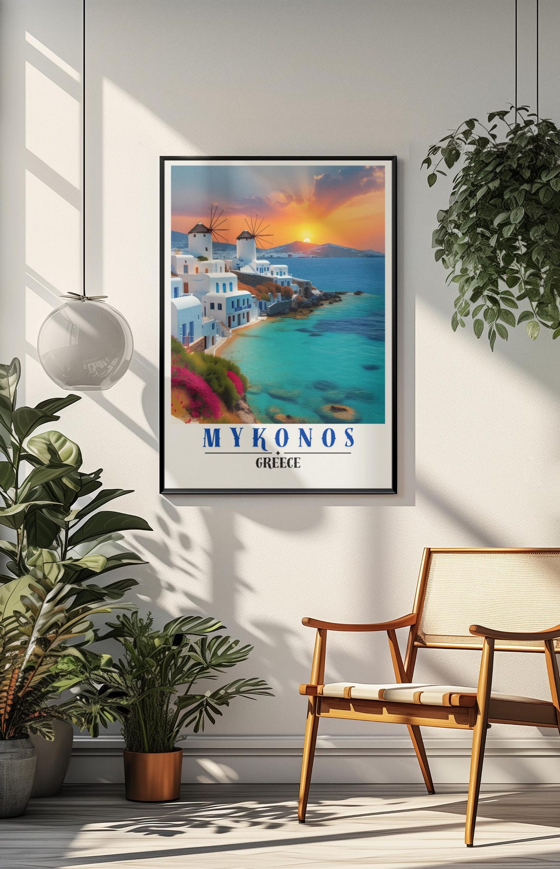 Mykonos Greece Travel Poster Mykonos Greece Wall Art Mykonos Greece Rolled Art Print Mykonos Travel Poster Mykonos Grecce Travel Print - Image 4
