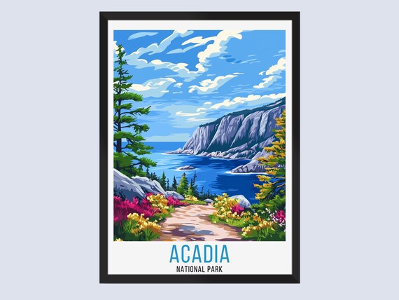 Acadia National Park Rocky Coast Wildflower Trail Travel Poster