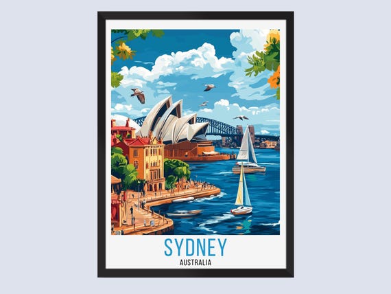 Sydney Travel Poster Australia Print Wall Art Home Decor Gifts