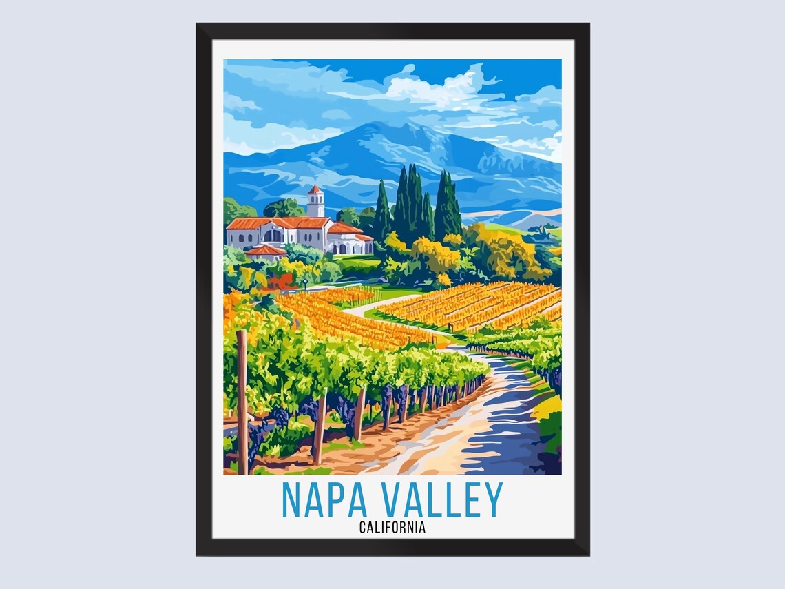 Napa Valley California Vineyard Winery Vintage Travel Poster