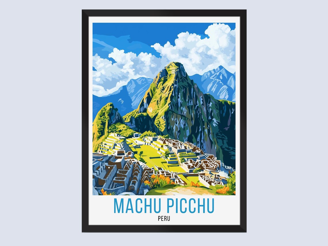 Machu Picchu Travel Poster Peru Wall Art Home Decor Print Artwork