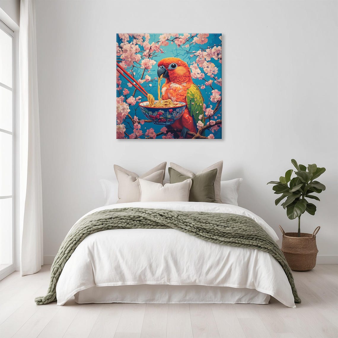 Maximalist Eclectic Ramen Parrot Print Bold Altered Animal Portrait Fantasy Fun Colorful Renaissance Rustic Art