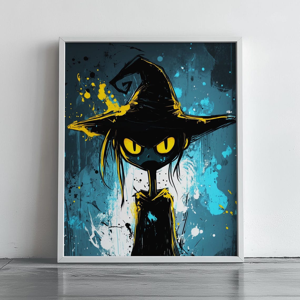 Abstract Spooky Witch Art Halloween Wall Dark Modern Decor Mysterious Painting Vibrant Colors 251