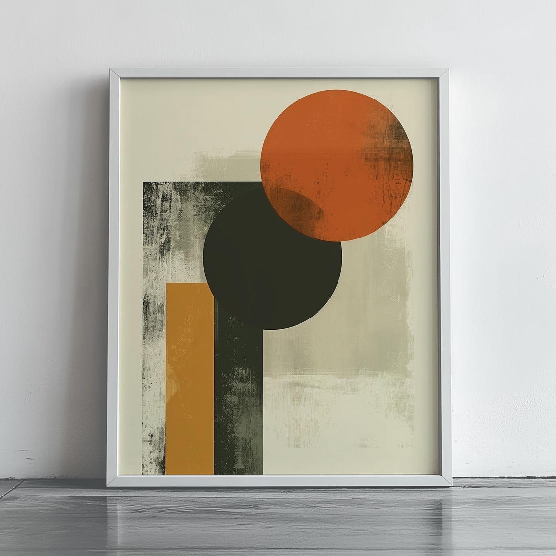 Mid Century Abstract Geometric Circles Warm Minimalist Art Print