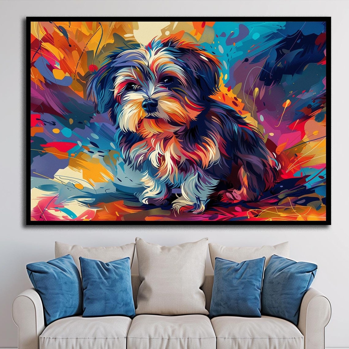 Colorful Abstract Dog Portrait Bold Pop Art Style Pet Wall Poster