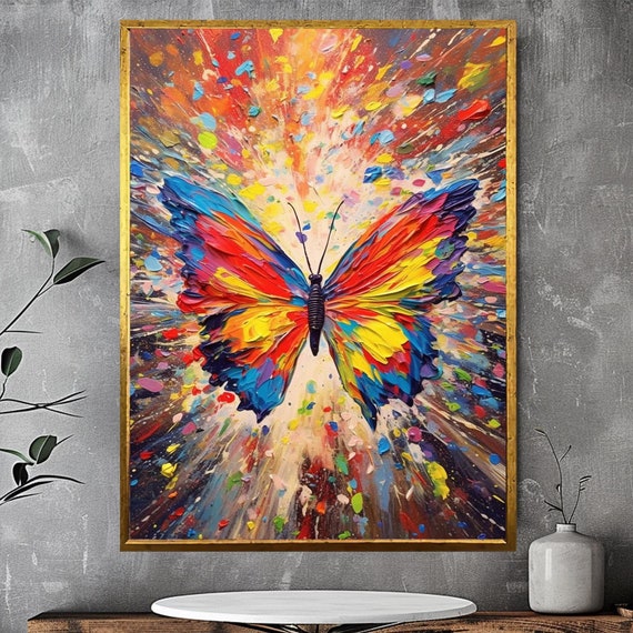 Colorful Butterfly Abstract Art Rainbow Wings Wall Decor Butterfly Explosion Pop Art Butterfly Home Decor Creative Splash Art