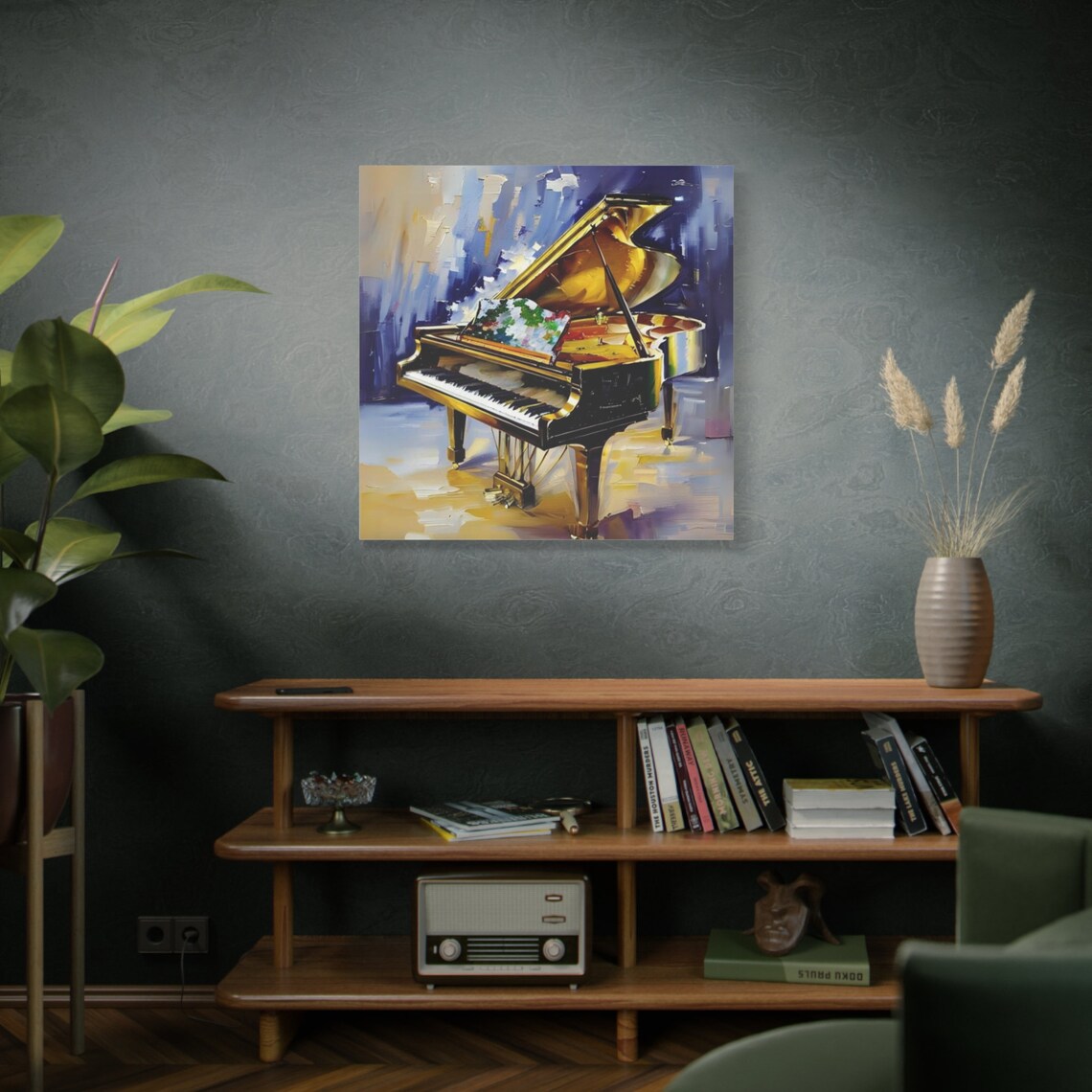 Golden Grand Piano Flowers Impressionist Brushstrokes Music Poster - Image 4