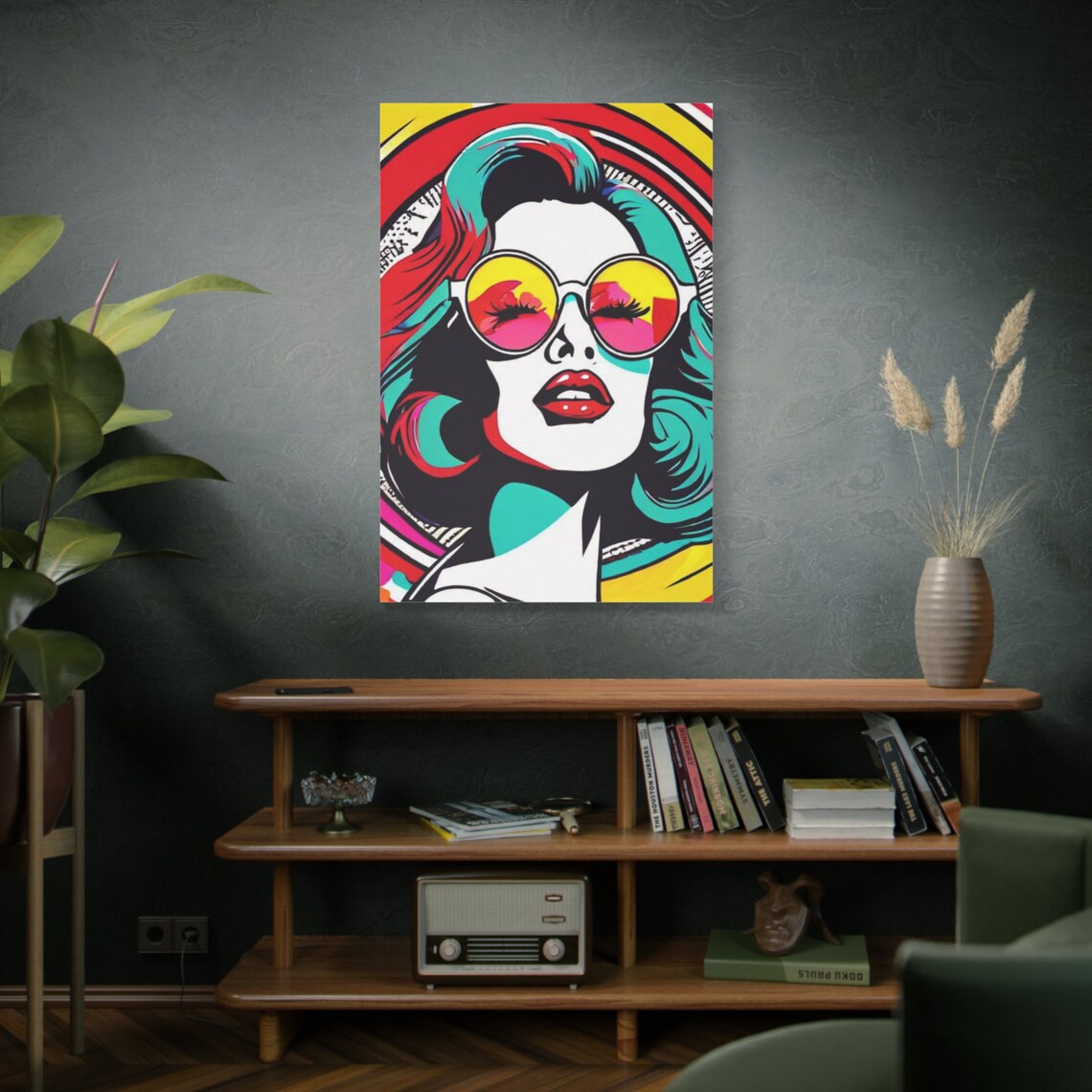 Pop Art Woman Sunglasses Comic Portrait Bold Colors Wall Poster - Image 2