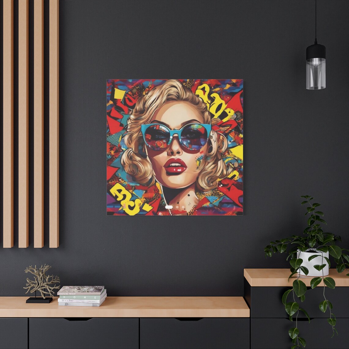 Pop Art Blonde Woman Blue Sunglasses Graffiti Street Art Style Poster - Image 2