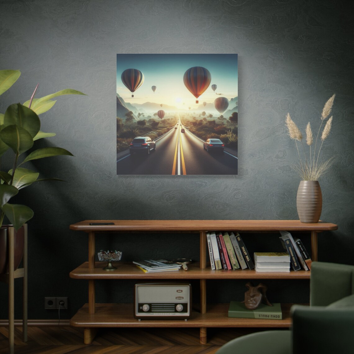 Sunrise Highway Hot Air Balloons Road Trip Adventure Golden Sky Poster - Image 4