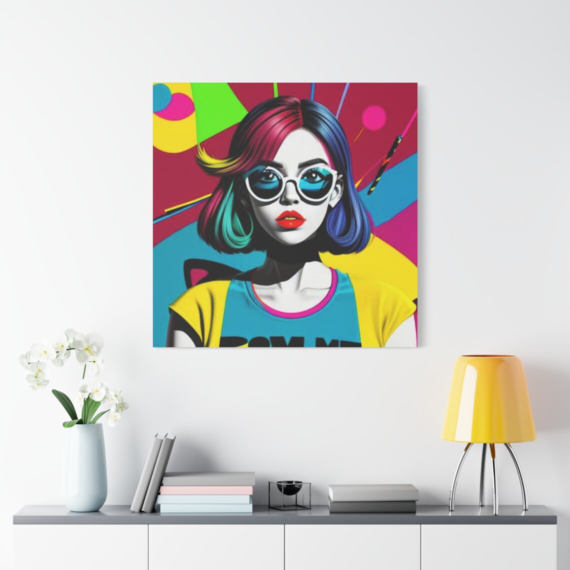Colorful Pop Art Woman Sunglasses Neon Retro Style Pop Portrait Poster - Image 4
