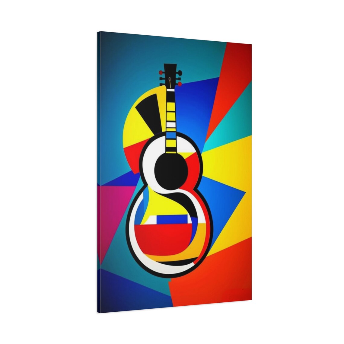 Colorful Cubist Guitar Geometric Abstract Music Art Bold Lines Poster - Image 4