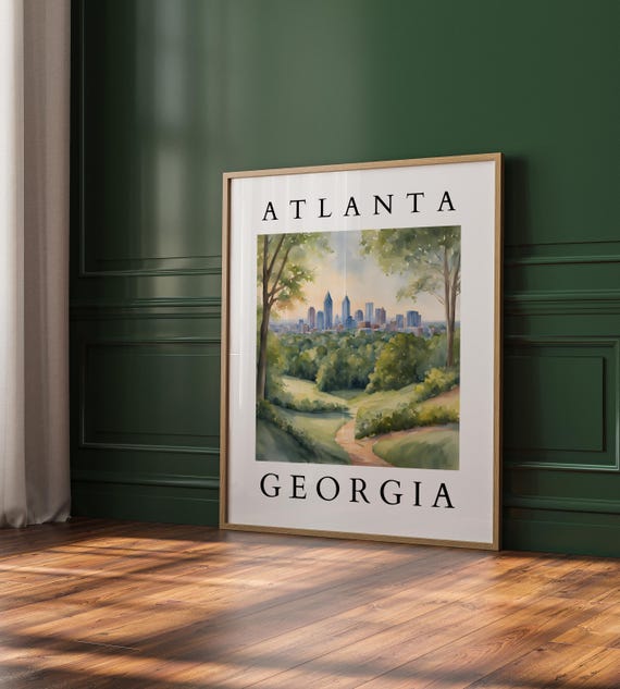 Atlanta Georgia Watercolor Cityscape Art Urban Nature Southern Decor For Home Or Office