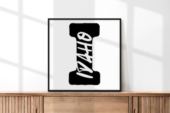 Idaho Bold Black Brush Letter I Typography State Pride Poster