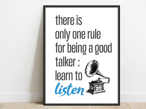Learn To Listen Success Quote Print Motivational Minimalist Art Inspirational Office Home Decor Poster Instant