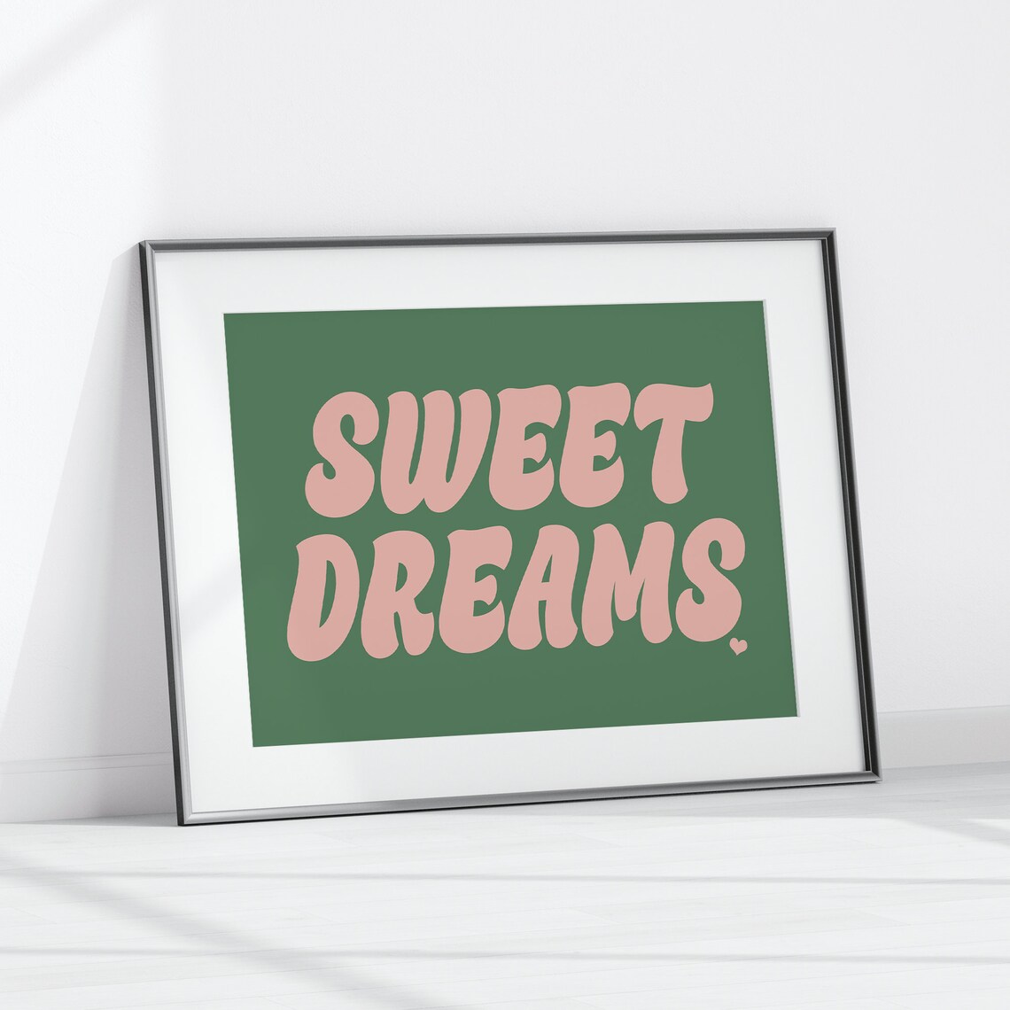 Sweet Dreams Retro Pink Green Bedroom Typography Quote Poster - Image 2