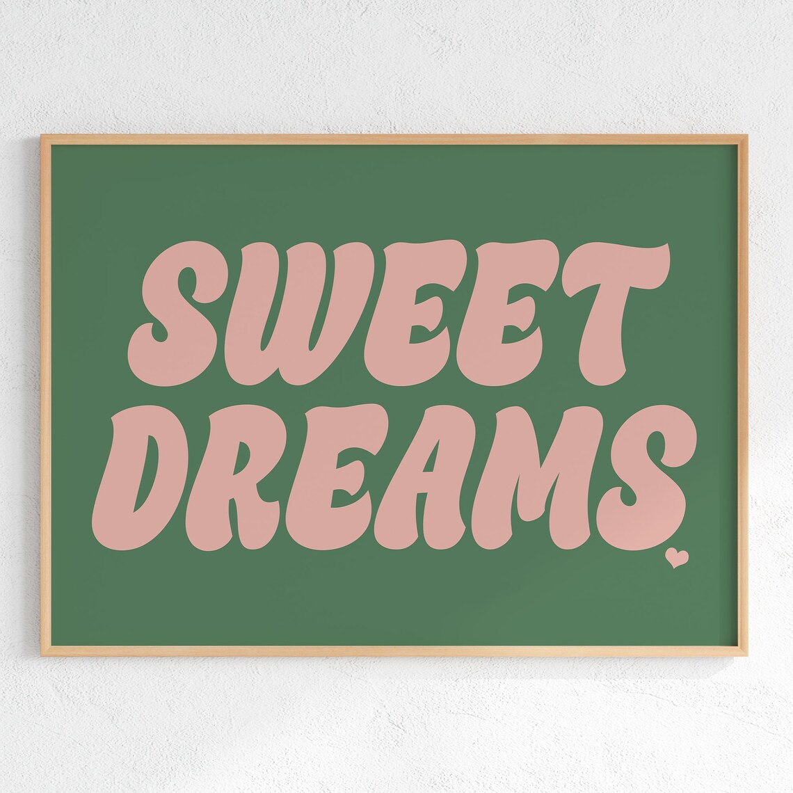 Sweet Dreams Retro Pink Green Bedroom Typography Quote Poster
