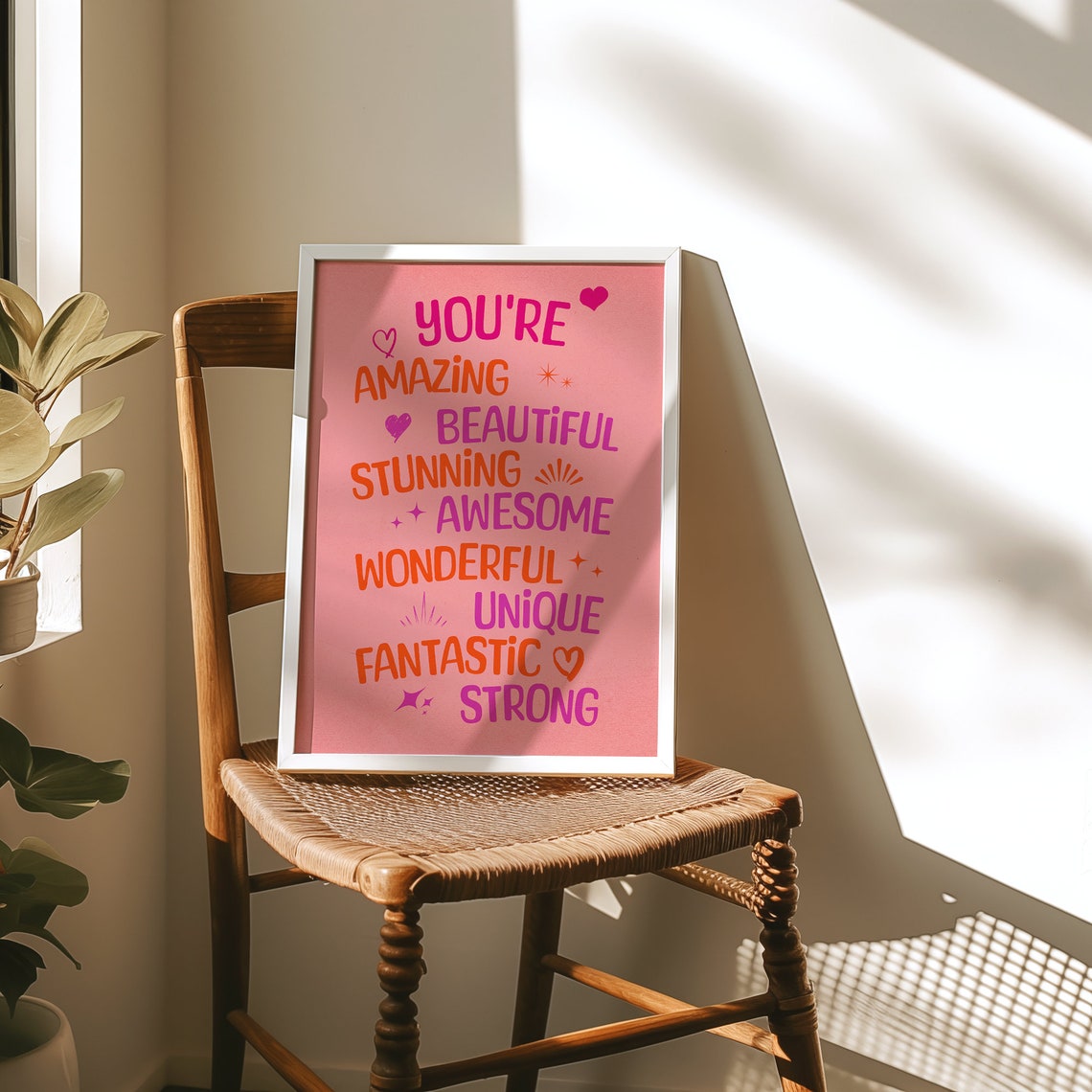 Youre Amazing Beautiful Stunning Pink Affirmation Typography Poster - Image 2