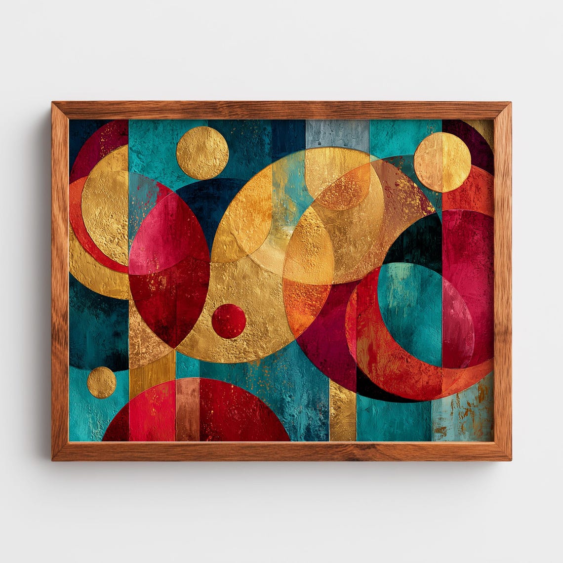 Colorful Geometric Circle Abstract Mid Century Modern Art Poster