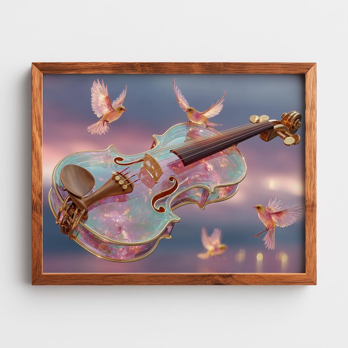Crystal Violin Poster Floating Iridescent Dreamy Music Fantasy Art