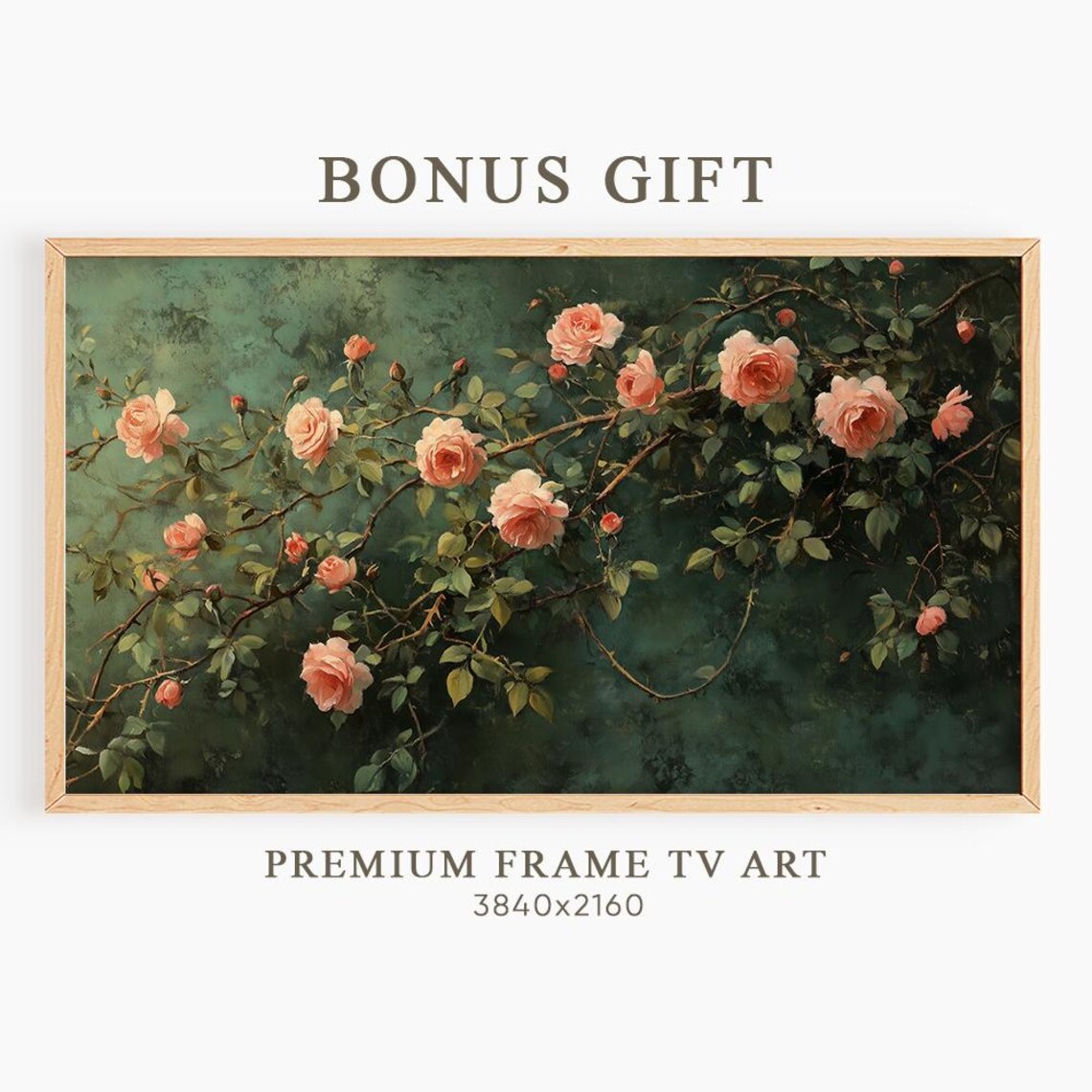 Dramatic Red Rose Garland on Black Moody Botanical Art Wall Art - Image 6