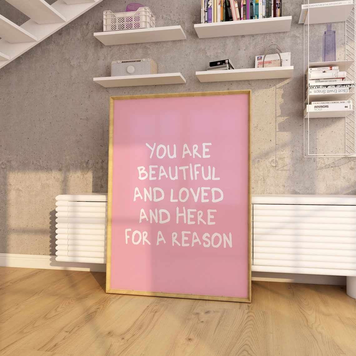 You Are Beautiful And Loved Print Pink Wall Art Girl Room Pink Wall Decor College Apartment Print Pink Happy Wall Print Pink Saying Poster - Image 6