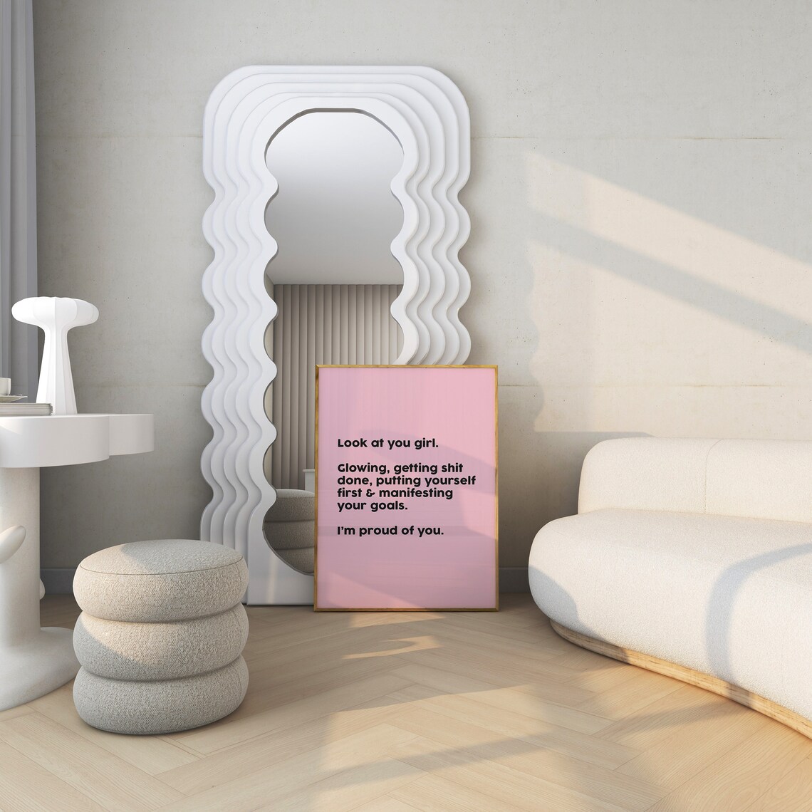 Look At You Girl Glowing Manifesting Goals Proud Pink Affirmation Poster - Image 4