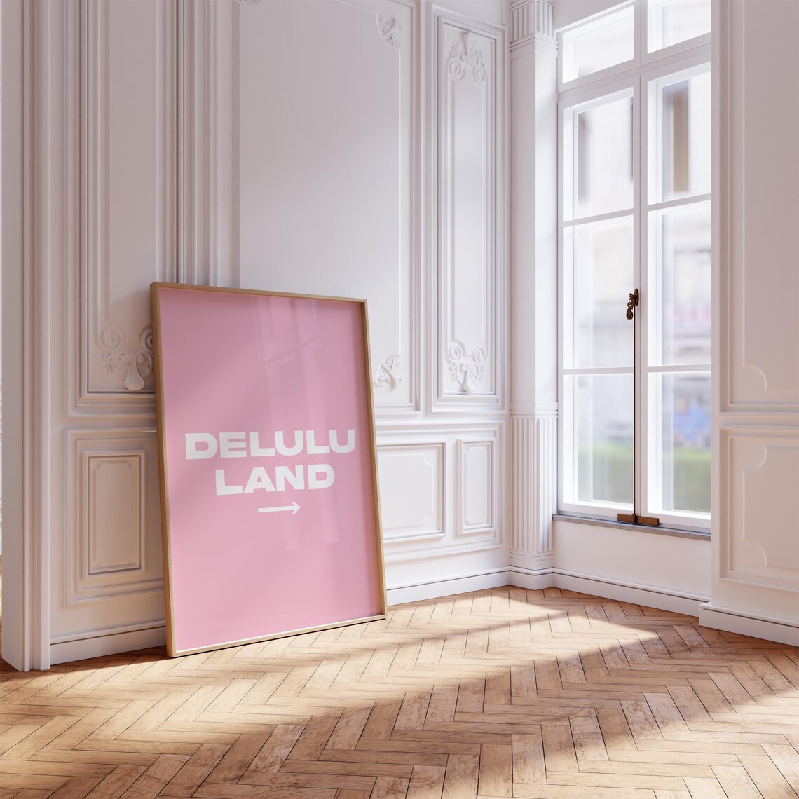 Delulu Land Arrow Pink Funny Quote Aesthetic Wall Art Poster - Image 4