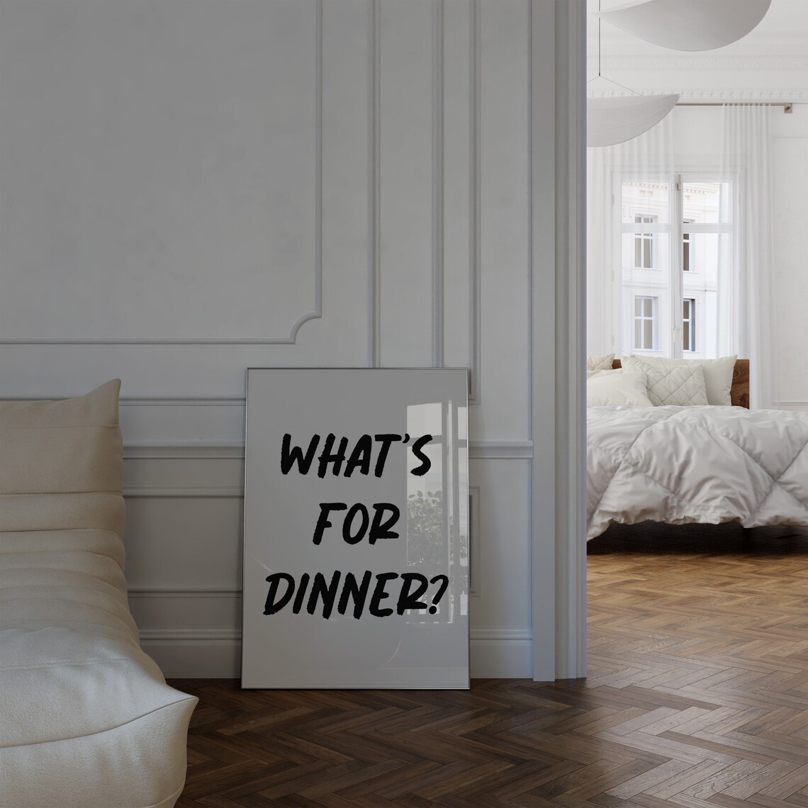 What's For Dinner Black Handwritten Cream Kitchen Wall Art Print - Image 2