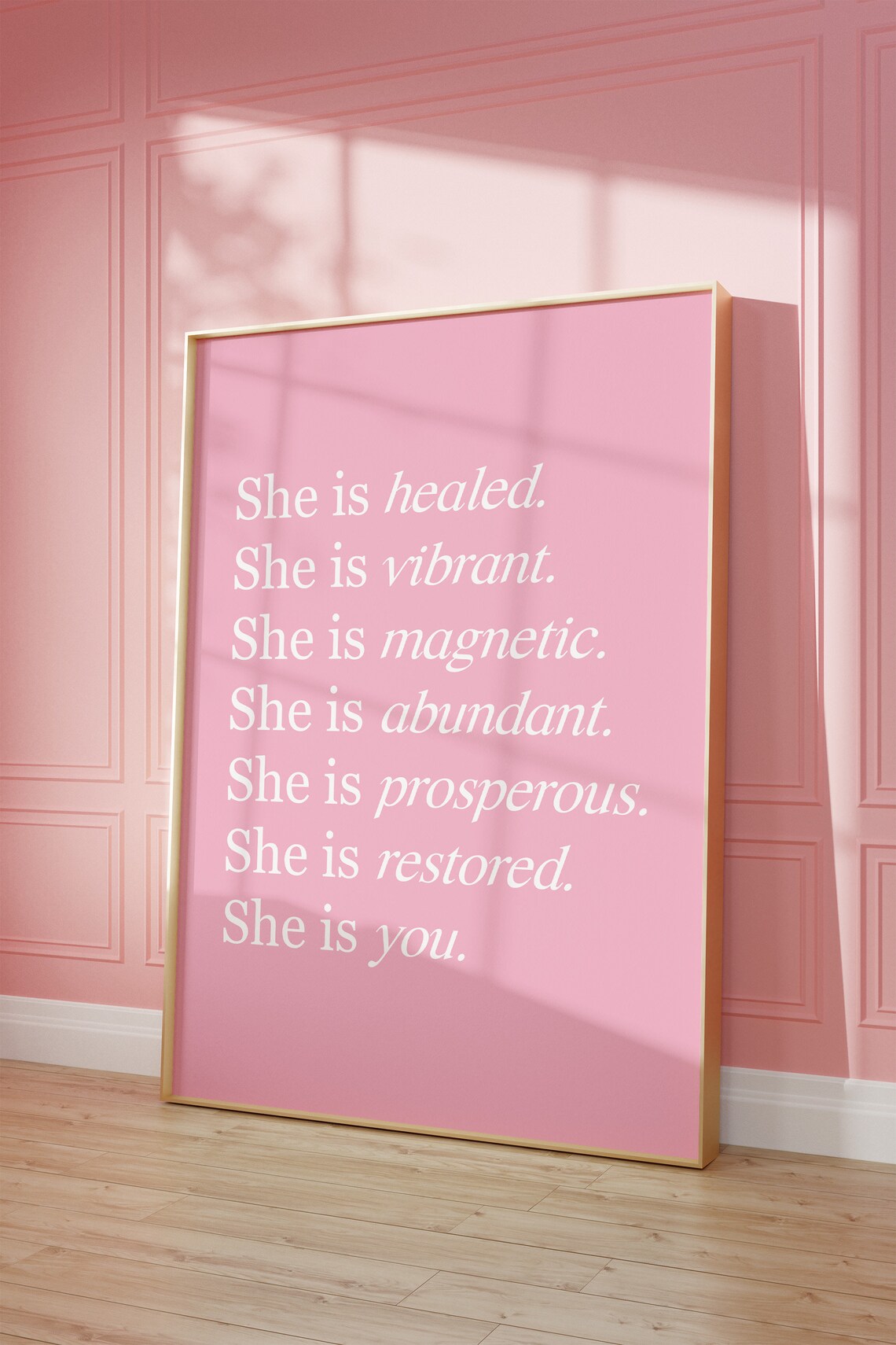 She Is Healed Vibrant Magnetic Abundant Pink Affirmation Self Love Poster