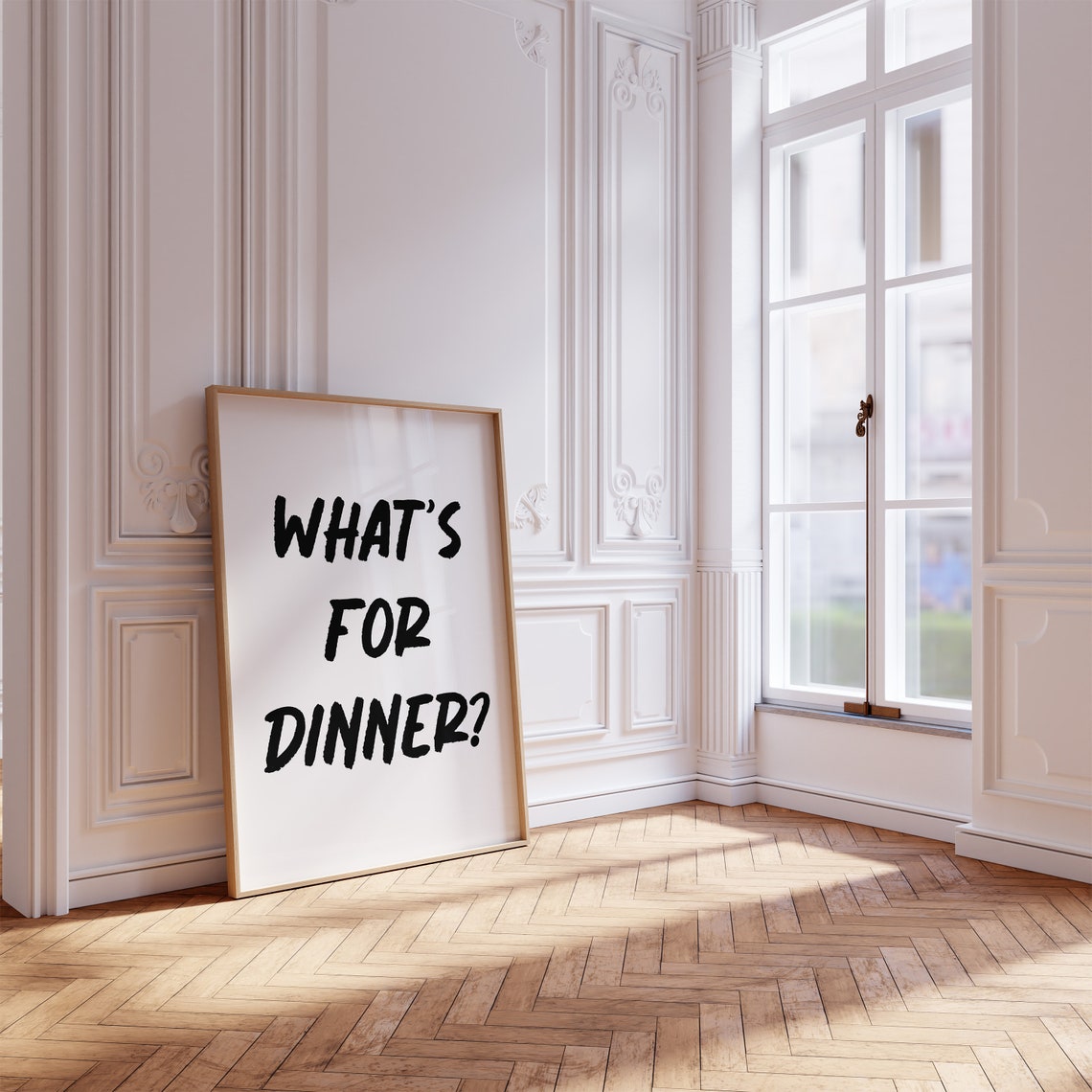 What's For Dinner Black Handwritten Cream Kitchen Wall Art Print - Image 3