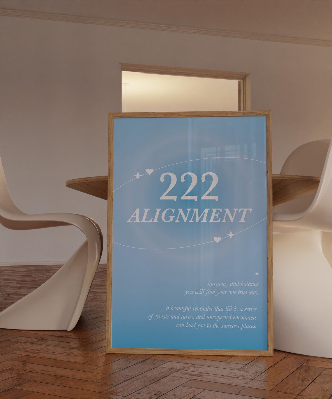 222 Angel Number Blue Aura Alignment Spiritual Positive Quote Poster - Image 2