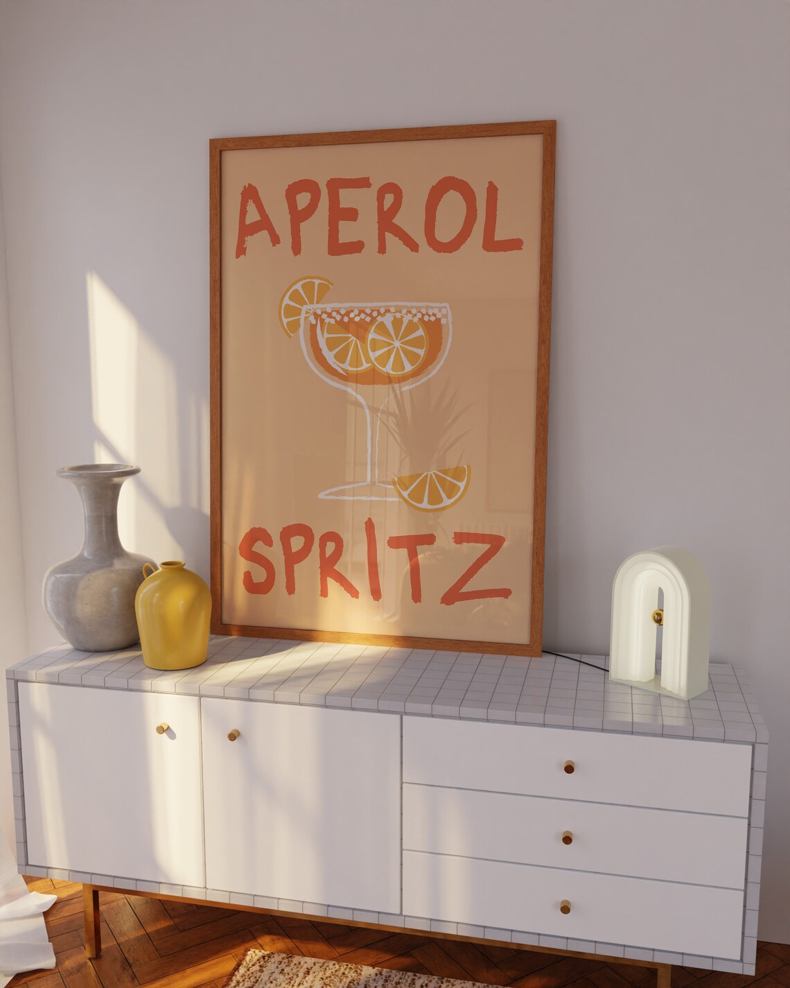 Aperol Spritz Orange Cocktail Glass Illustration Trendy Kitchen Bar Poster - Image 5