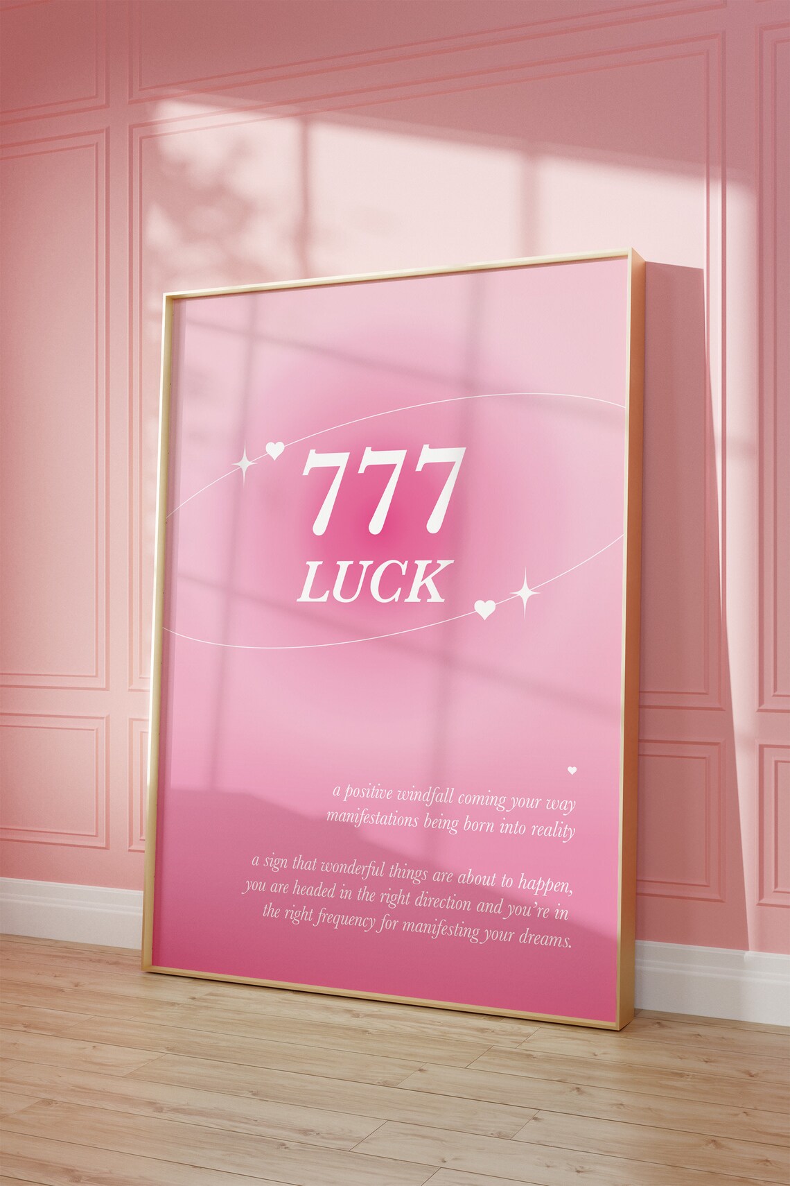 Pink 777 Angel Number Aura Luck Manifestation Positive Energy Poster