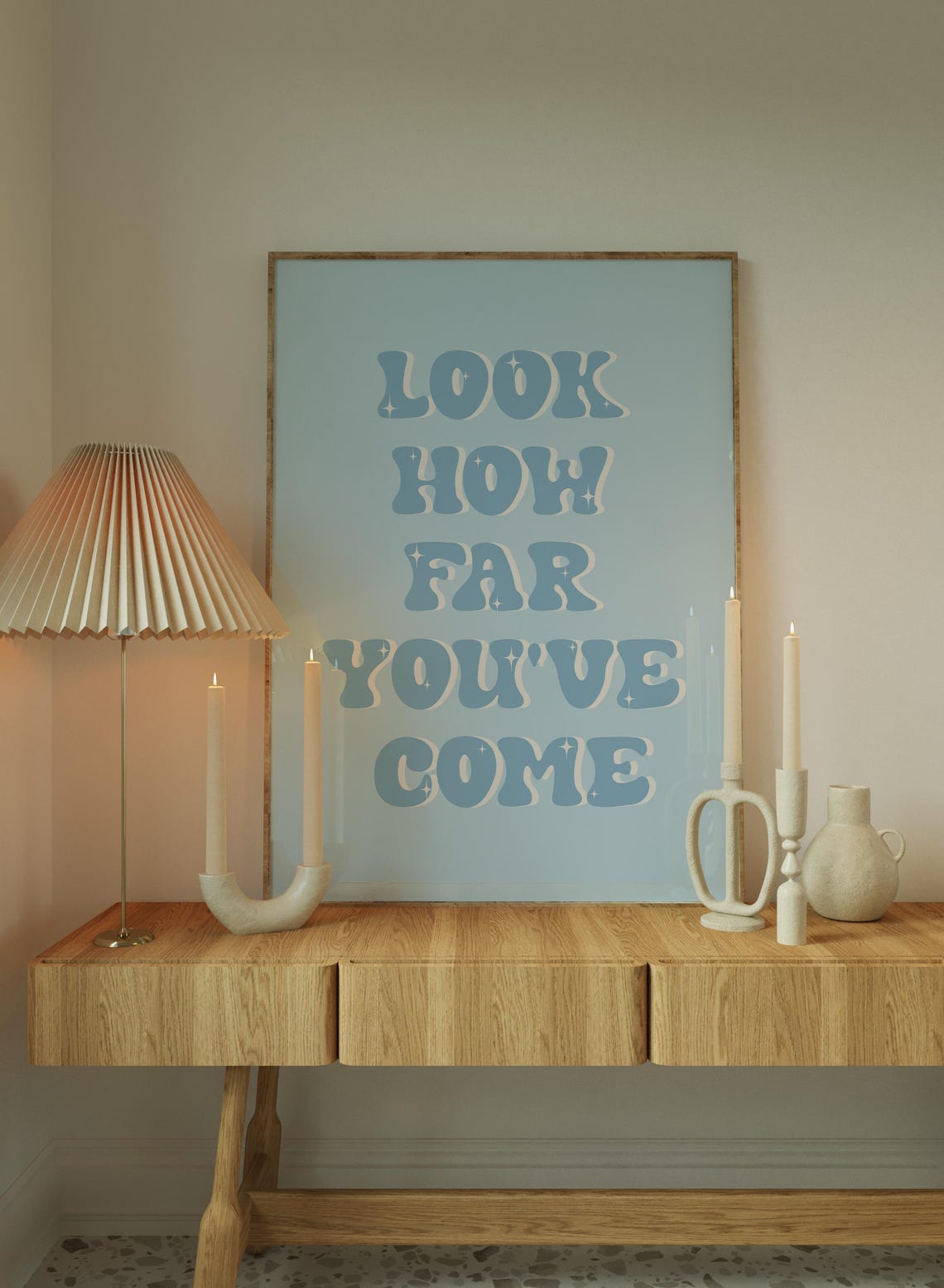 Look How Far You Have Come Retro Bubble Blue Positive Poster - Image 5