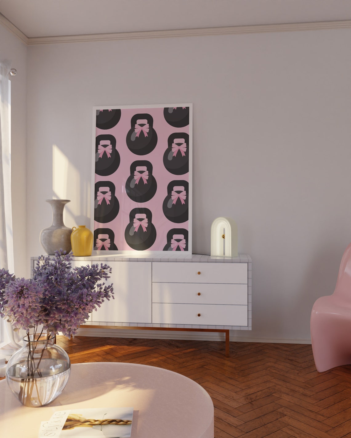 Coquette Kettlebell Print Girls Gym Wall Decor Pink Gym Girl Wall Art Gym Girl Room Decor Trendy Gym Girl Poster Cute Gym Girl Aesthetic - Image 4