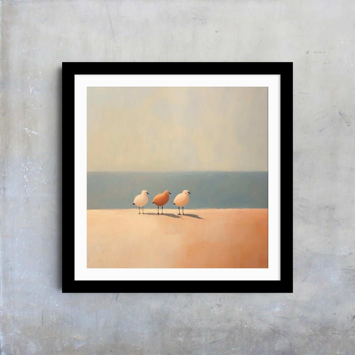 Three Beach Birds Facing Ocean Minimalist Coastal Bird Wall Art Print - Image 4