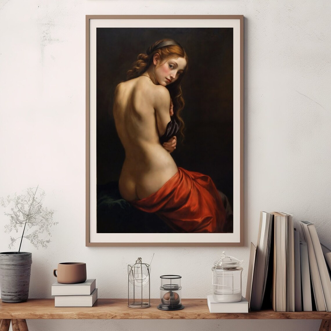 Classical Redhead Nude Red Drapery Dark Romantic Renaissance Style Art Poster - Image 2