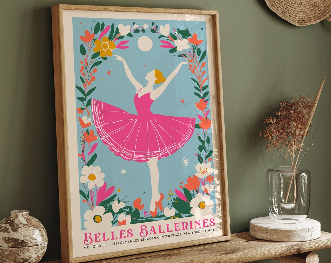 Belles Ballerines Lincoln Center Pink Tutu Floral Dancer Poster - Image 4