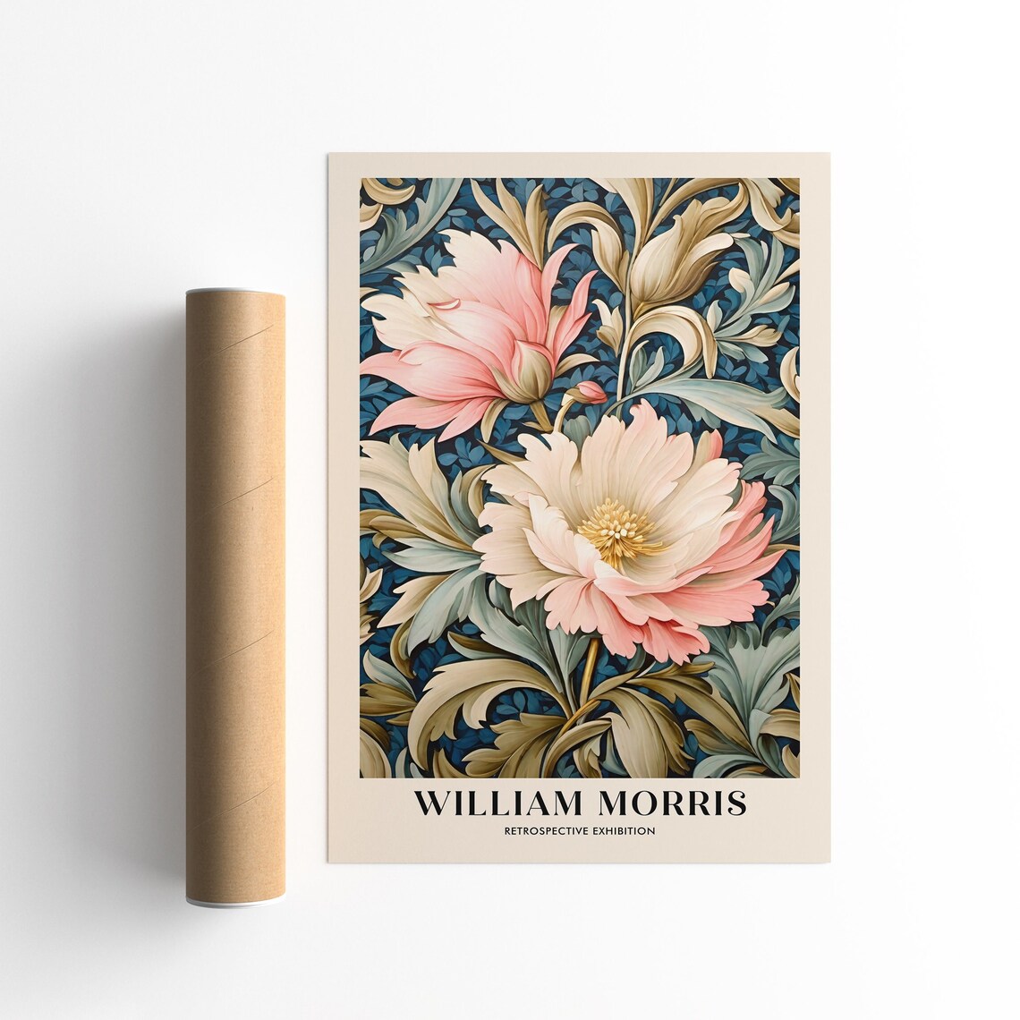 William Morris Retrospective Exhibition Pink Floral Art Poster - Image 5