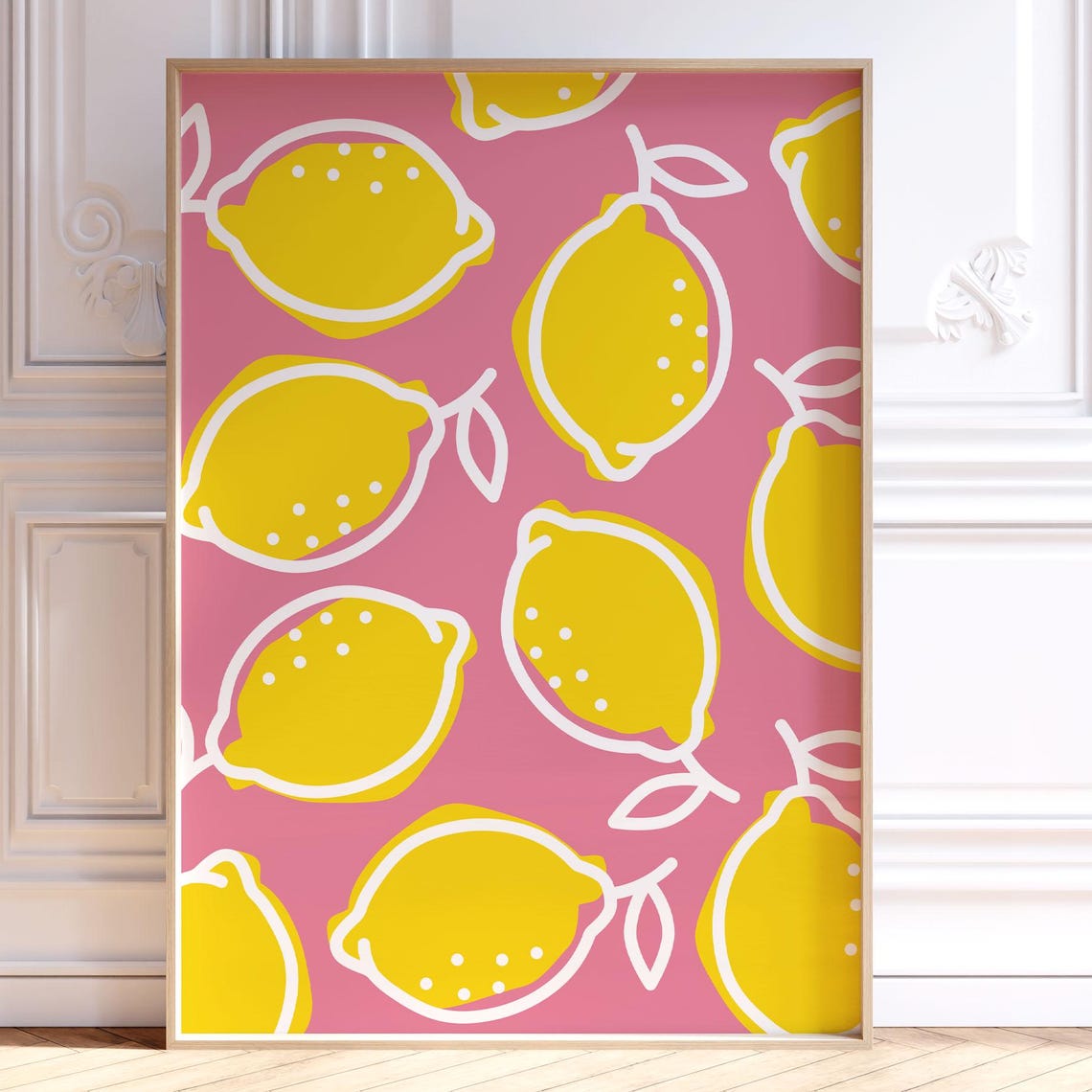 Pink Lemon Pattern Citrus Pop Art Maximalist Dopamine Decor Poster