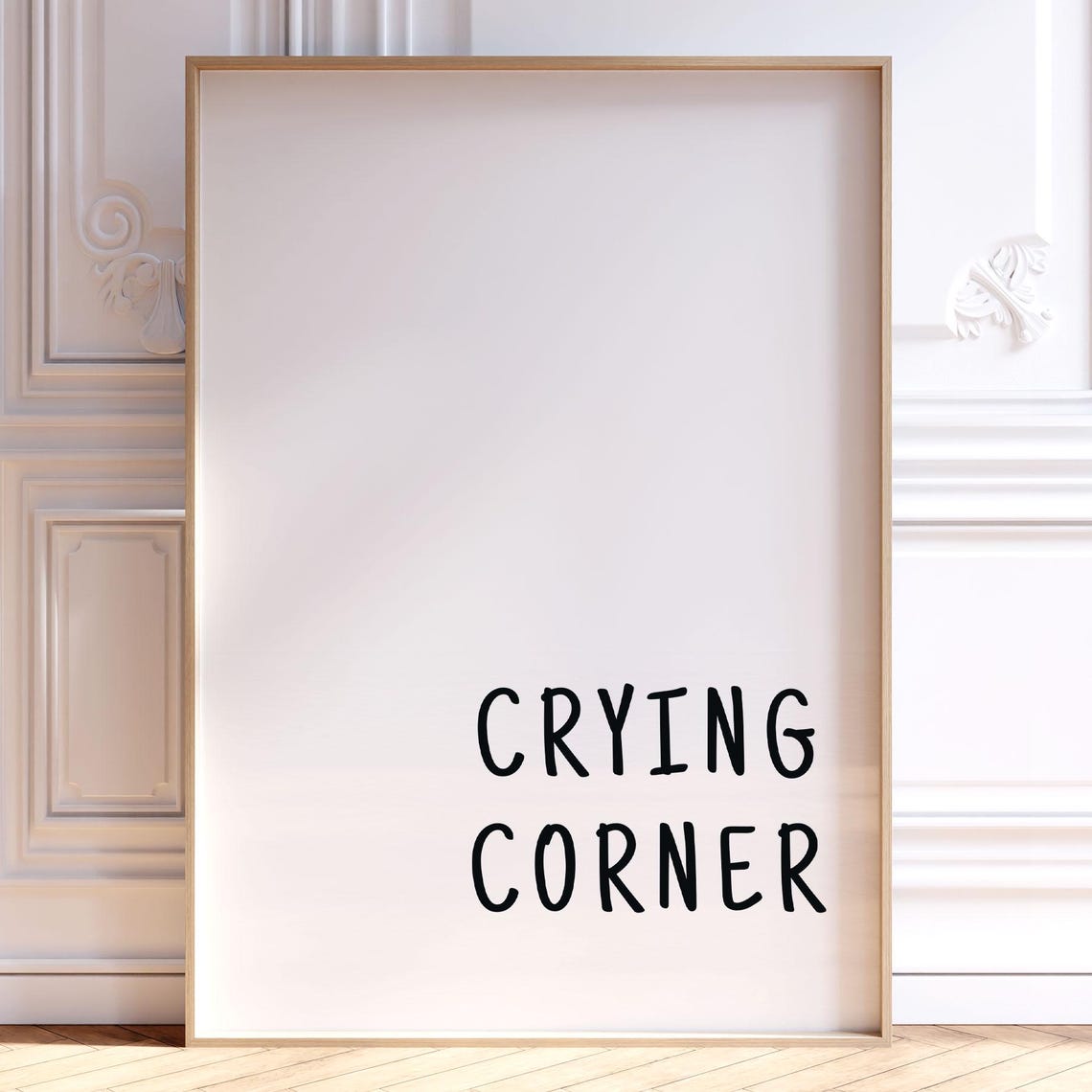 Crying Corner Funny Quote Black And White Minimalist Text Poster