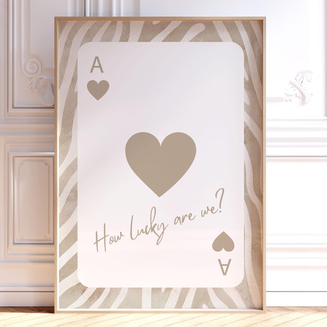 Ace of Hearts Playing Card How Lucky Are We Beige Preppy Poster
