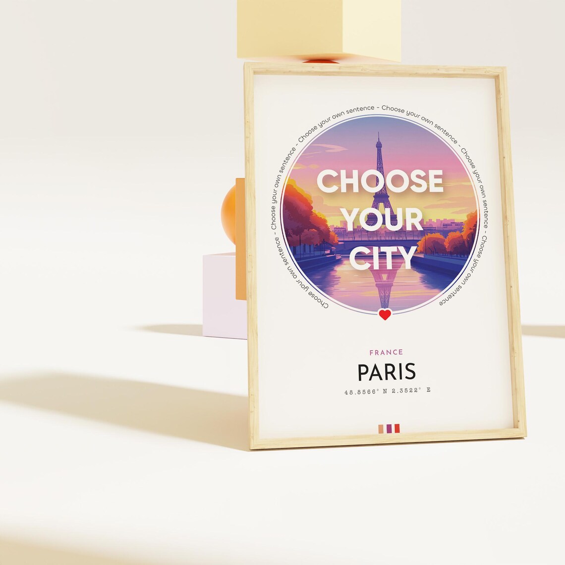 Paris Eiffel Tower Sunset Choose Your City France Travel Poster - Image 2
